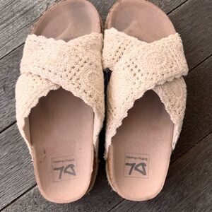 Dirty Laundry Cream Crochet Slide Sandals